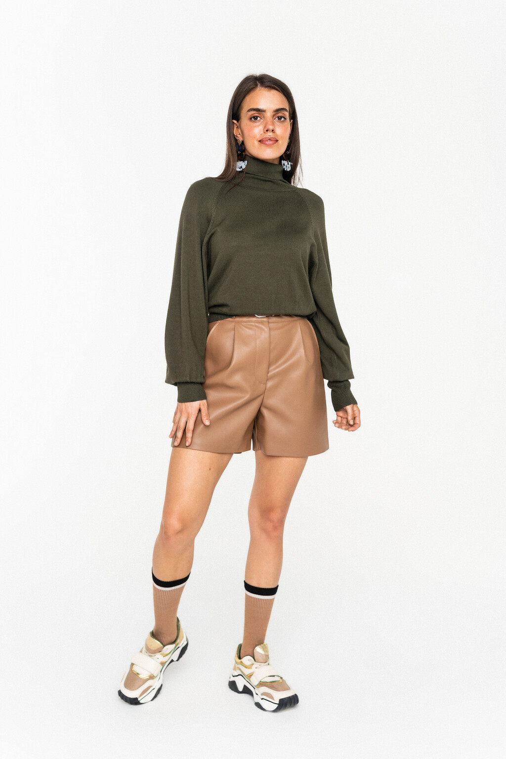 водолазка oversize с рукавами-фонариками - цвет зеленый - 5