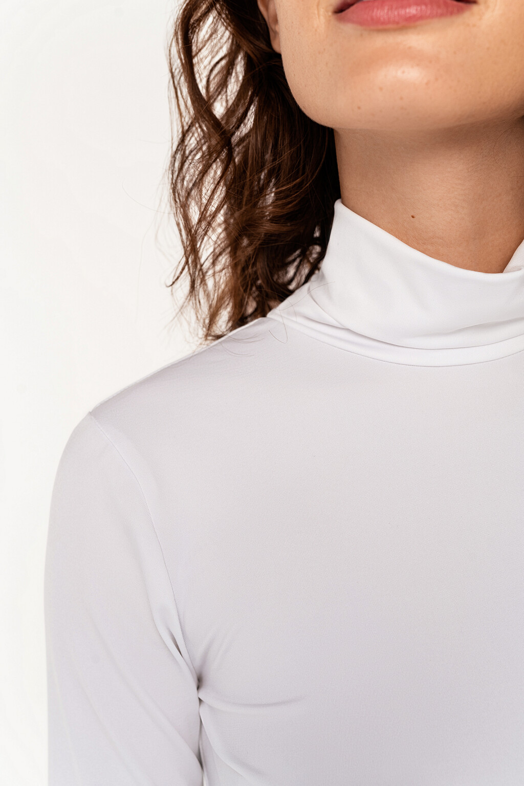 водолазка облегающая из гладкой ткани - цвет белый - 3