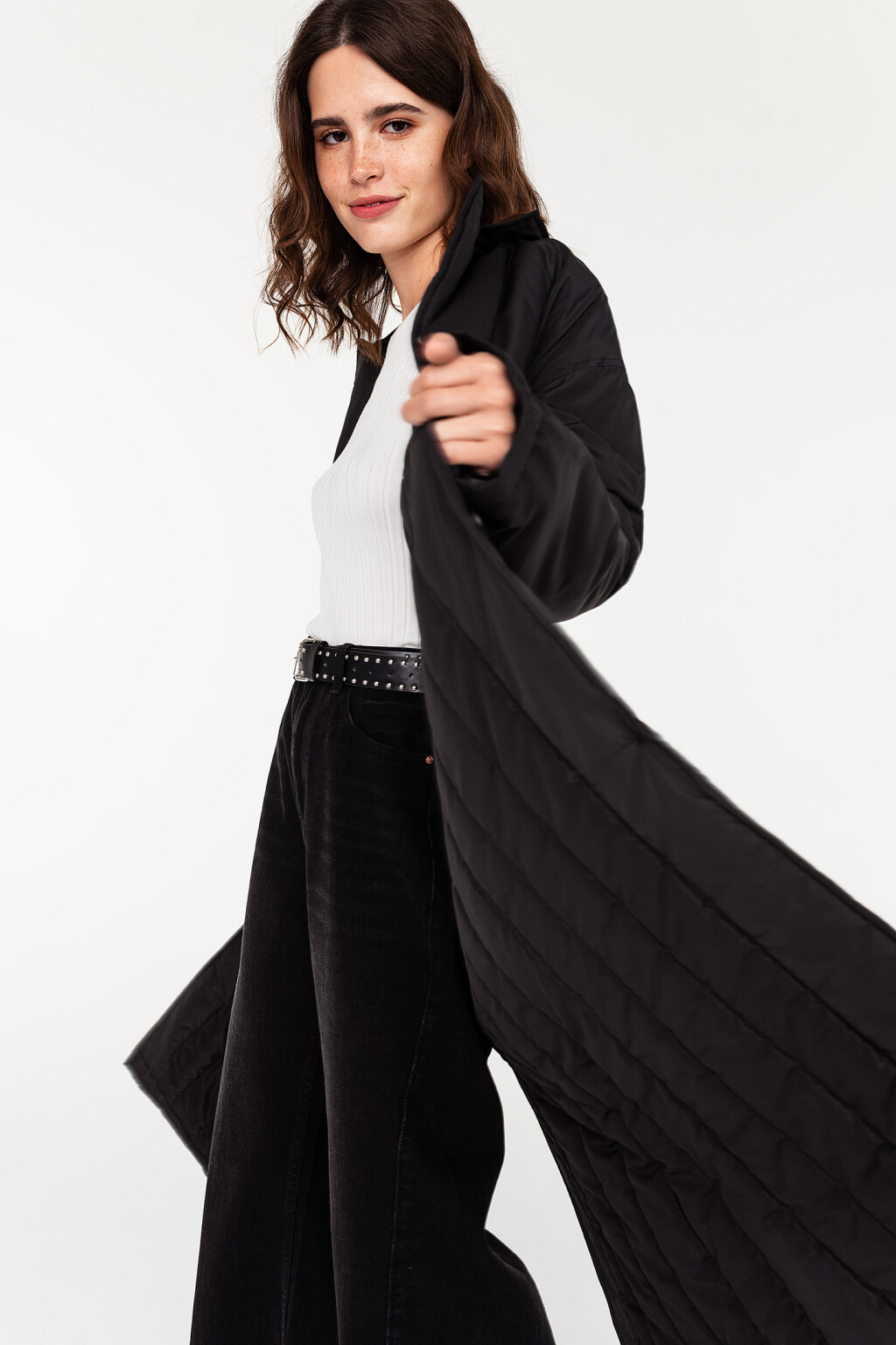 пальто женское - цвет черный - 4