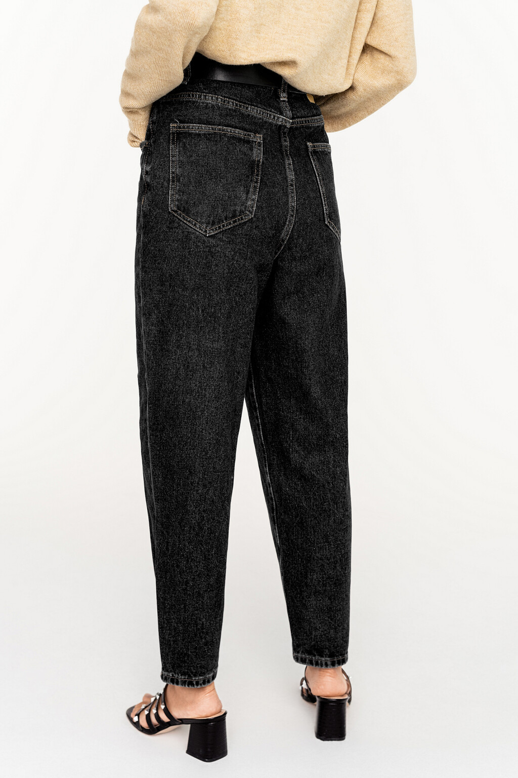 Джинсы mom с фигурными карманами - цвет черный - 3