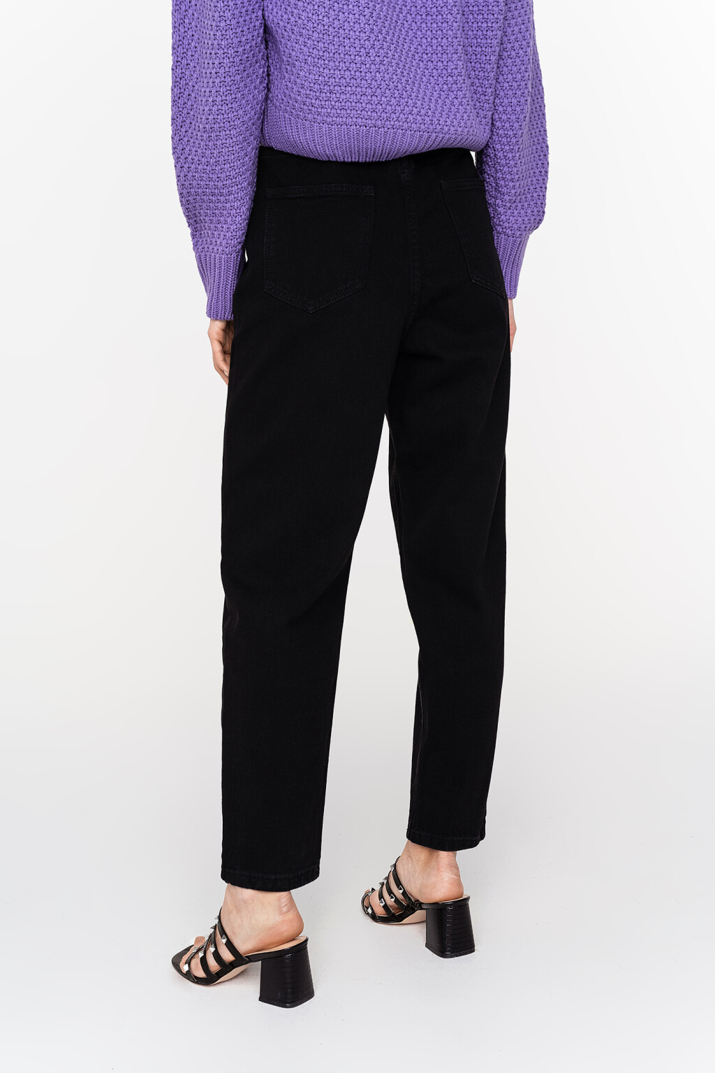 Джинсы mom с фигурными карманами - цвет черный - 4