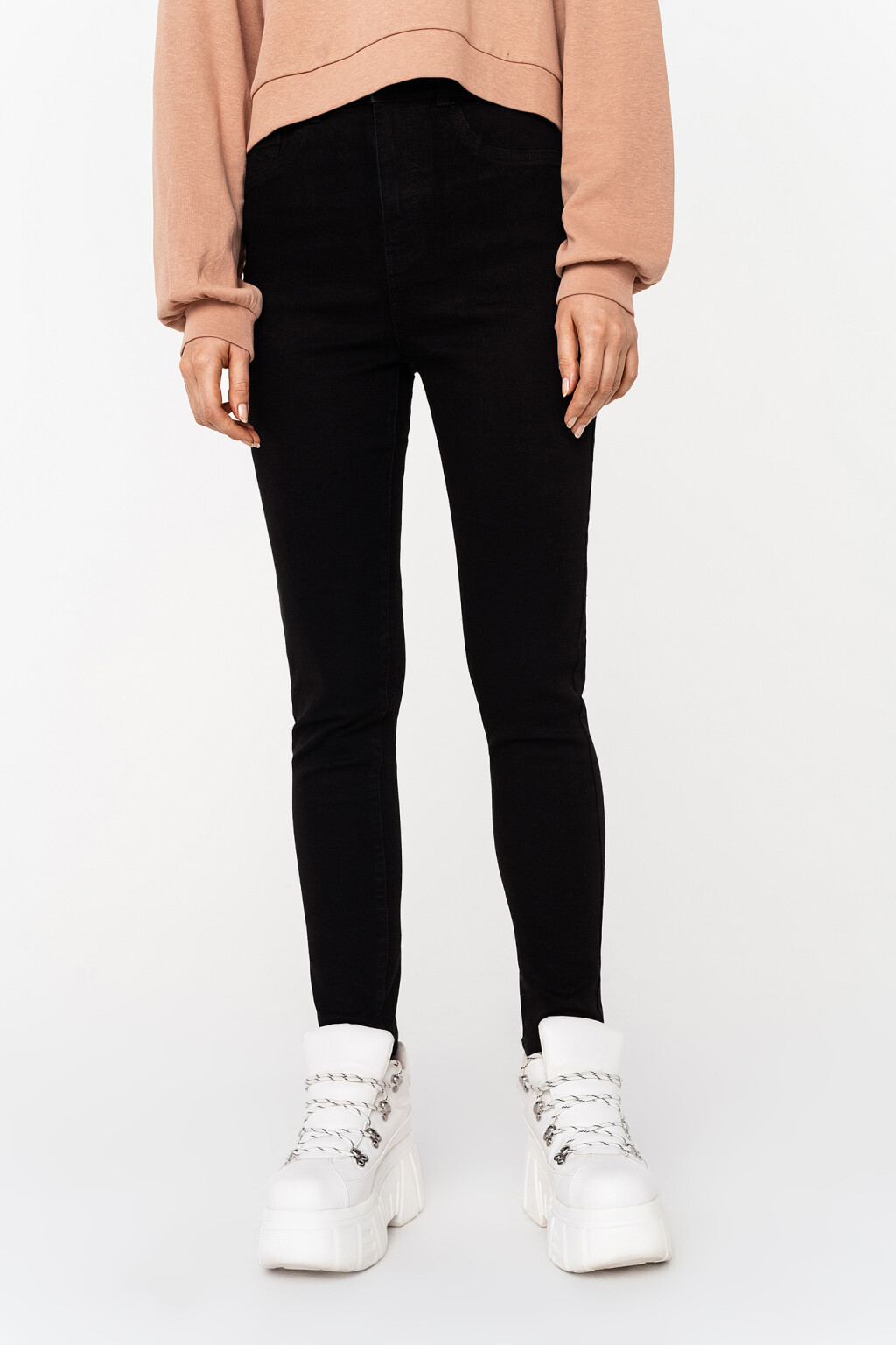 джинсы skinny укороченные - цвет черный - 1