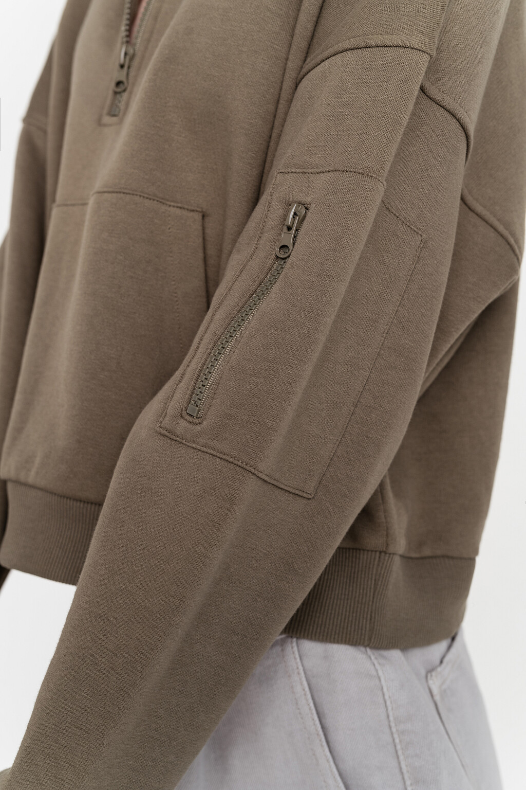 толстовка oversize с воротником на молнии - цвет зеленый - 3