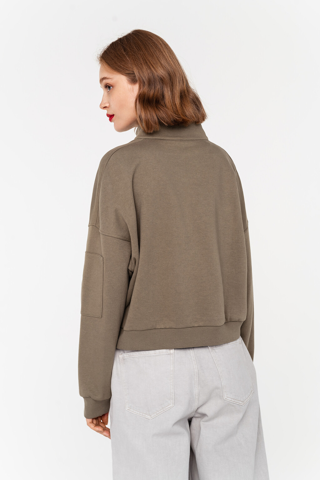 толстовка oversize с воротником на молнии - цвет зеленый - 5