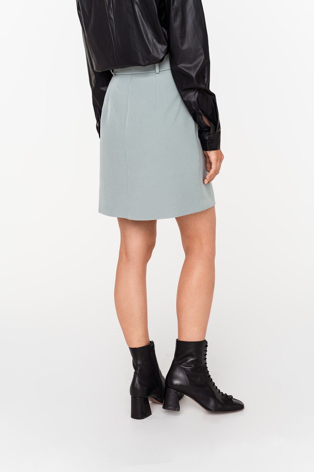 юбка с асимметричным запахом и поясом - цвет голубой - 5