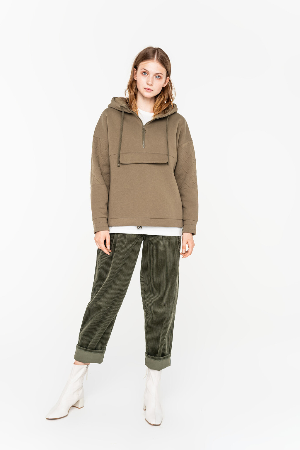 джемпер-анорак с короткой молнией на груди - цвет зеленый - 4