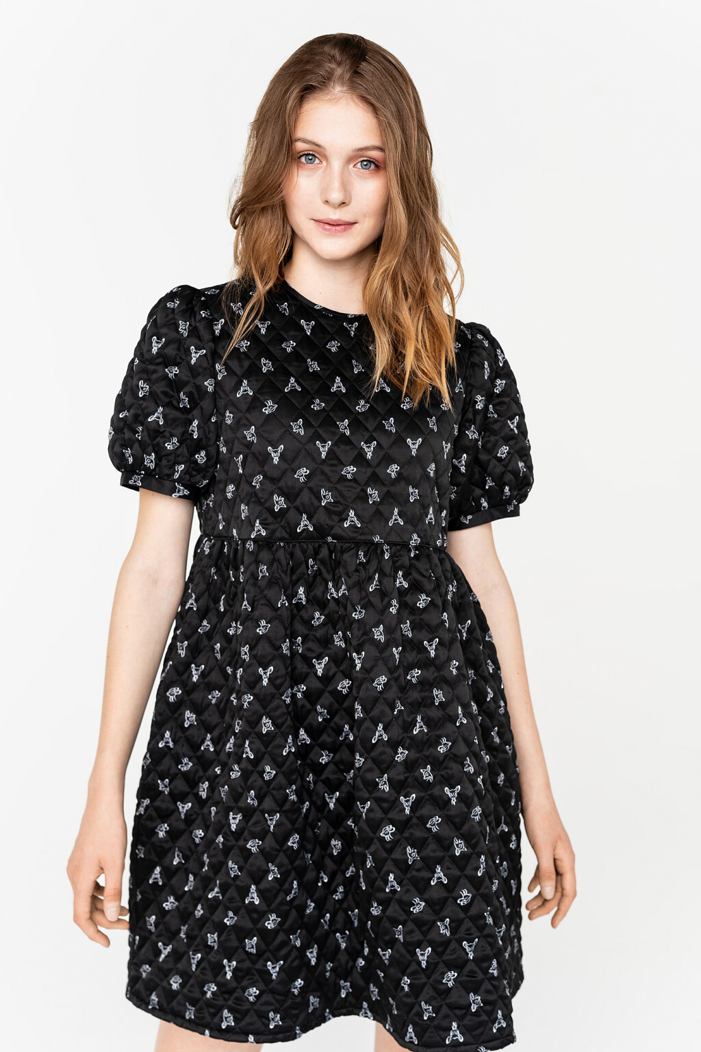 платье бэби-долл стеганое с рукавами-фонариками - цвет мультиколор - 3