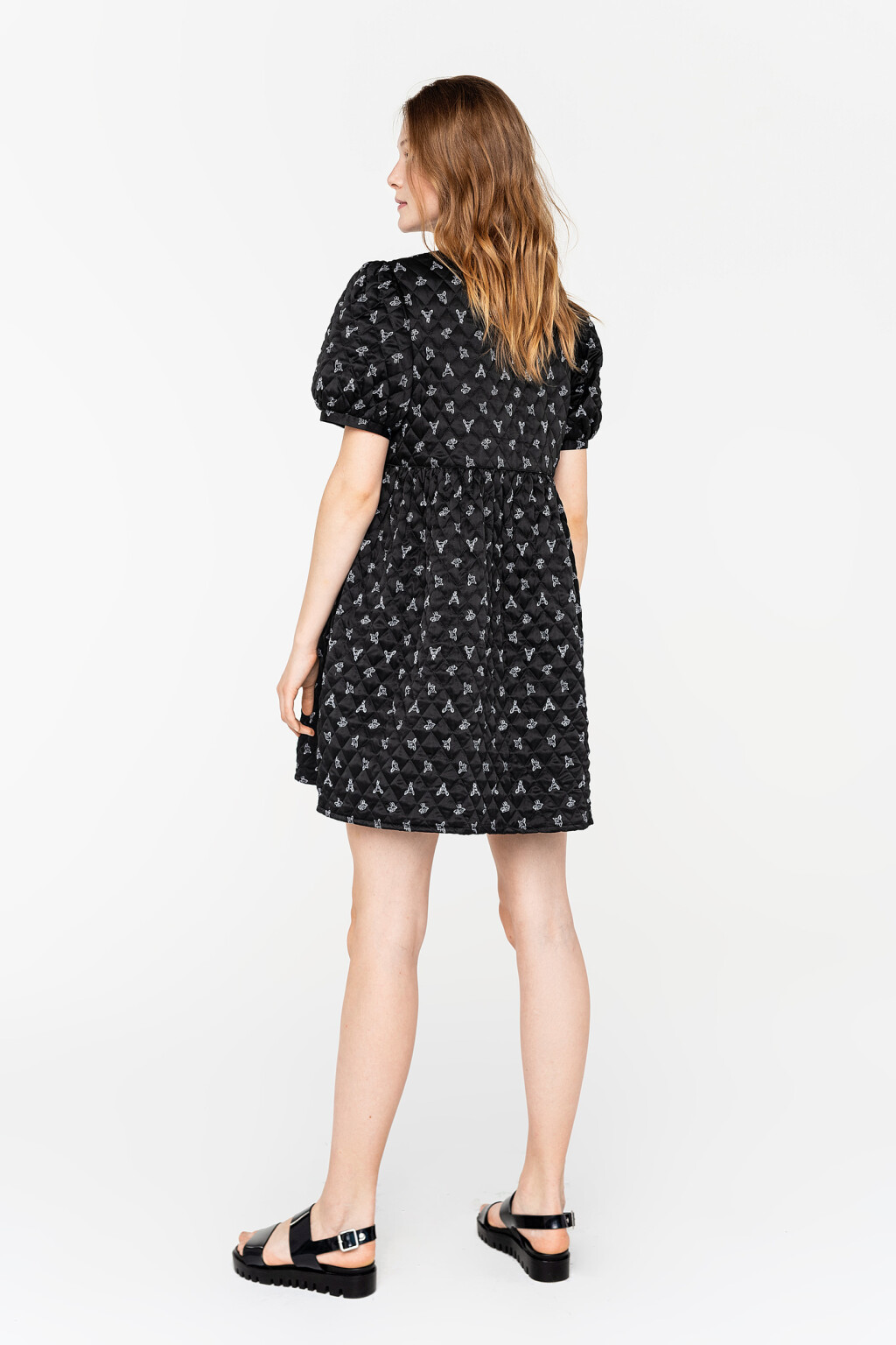 платье бэби-долл стеганое с рукавами-фонариками - цвет мультиколор - 4