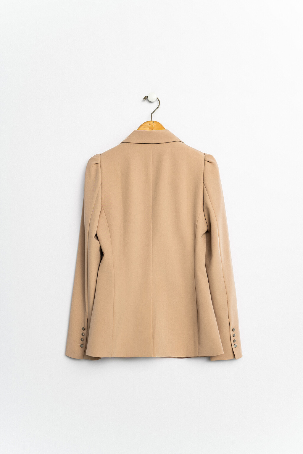 жакет удлиненный на одну пуговицу с рукавами-фонариками - цвет бежевый - 2