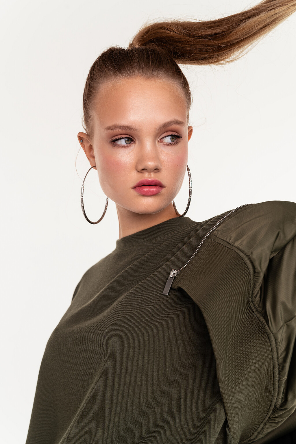 джемпер oversize в рубчик с короткими рукавами - цвет зеленый - 1