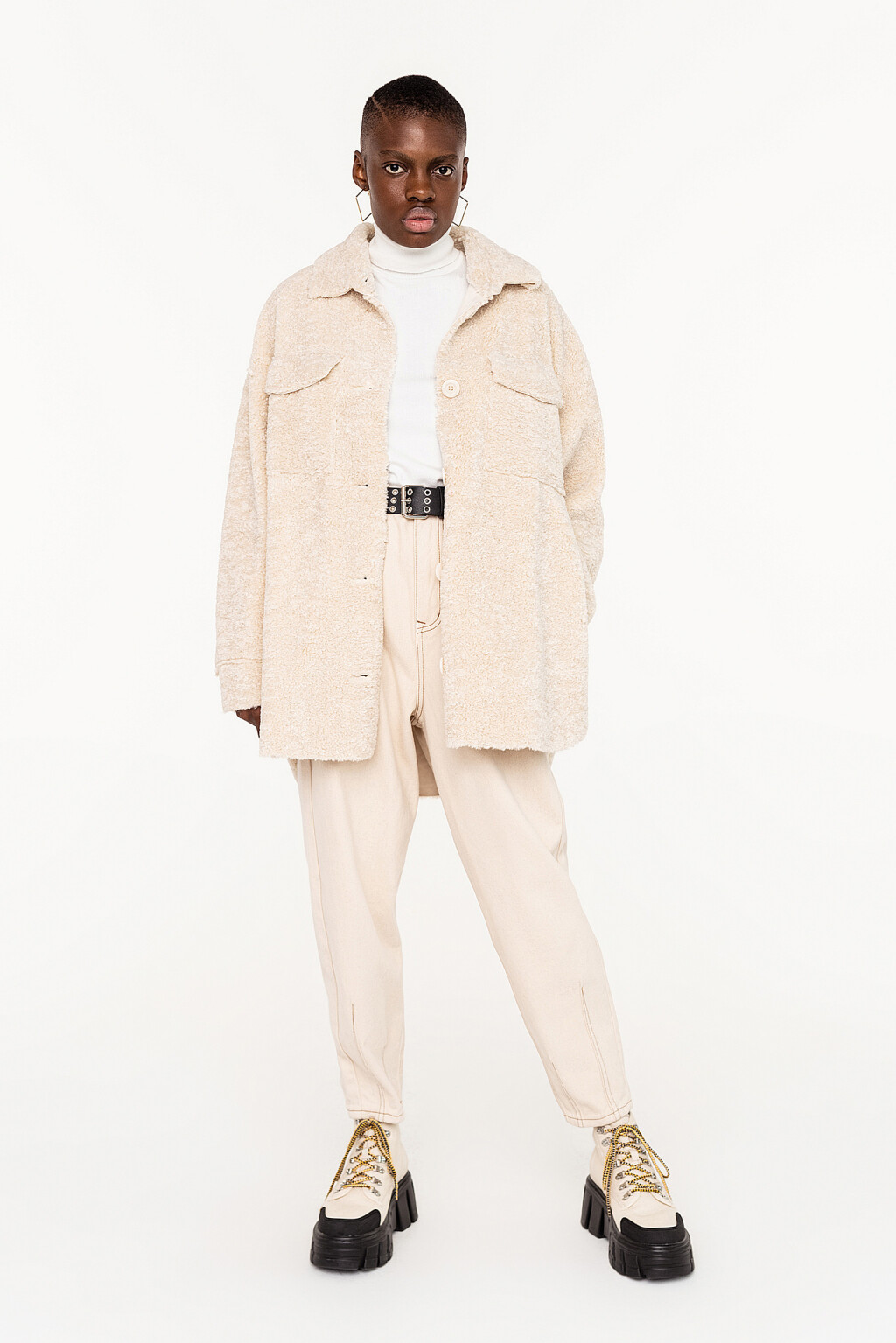 куртка oversize из искусственного меха - цвет бежевый - 1