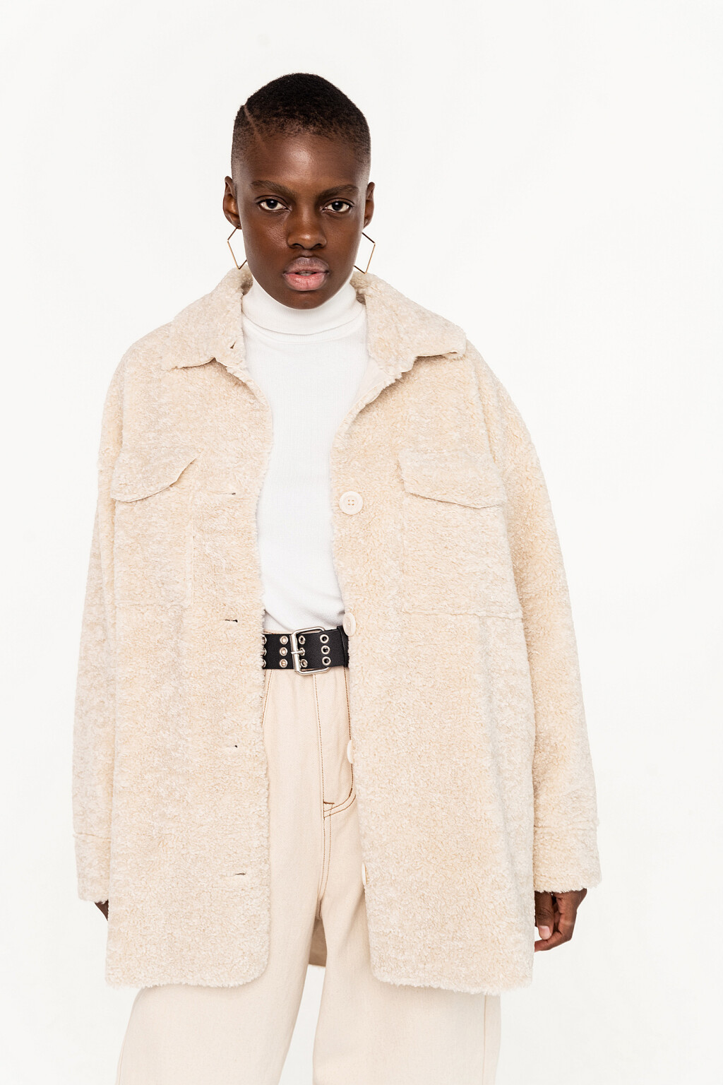 куртка oversize из искусственного меха - цвет бежевый - 2