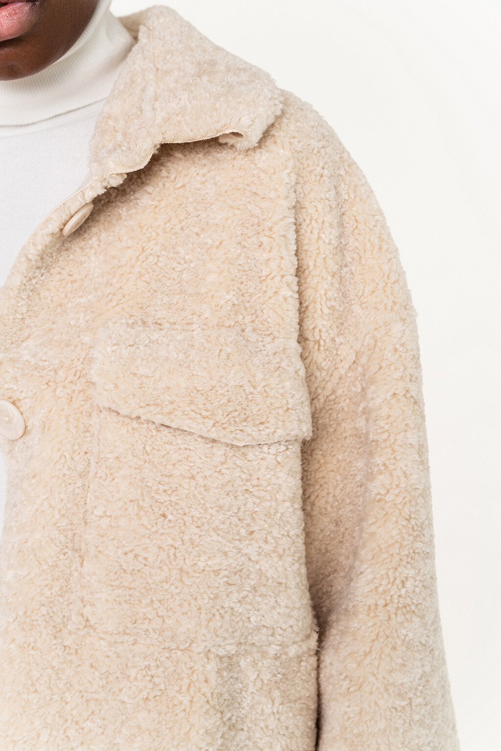 куртка oversize из искусственного меха - цвет бежевый - 4