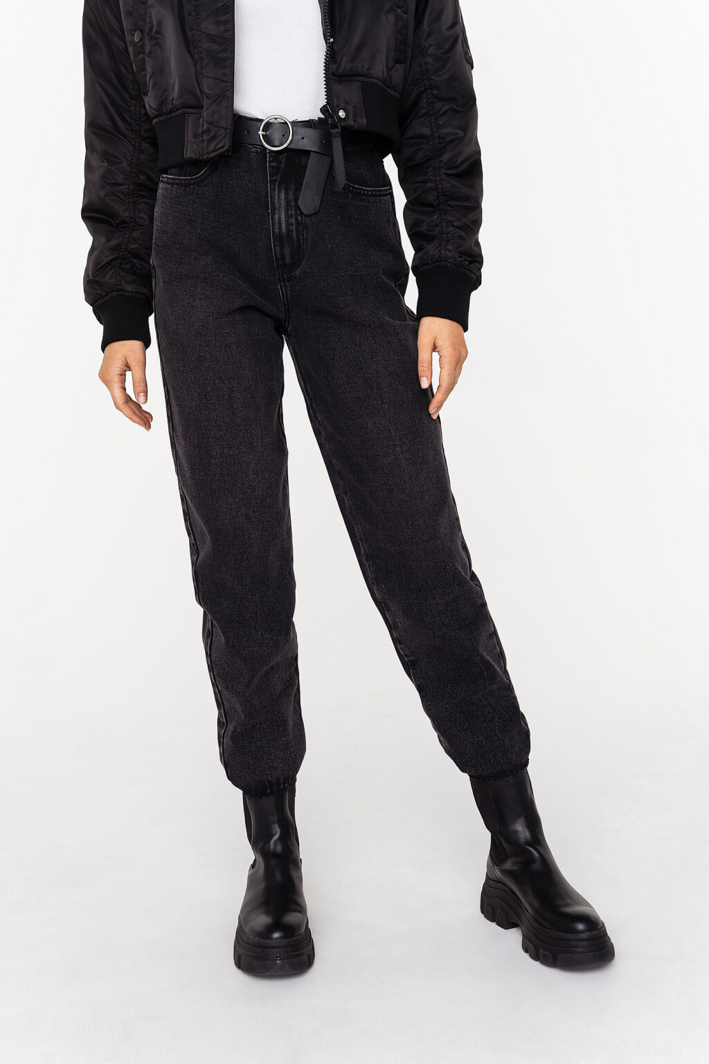 джинсы mom с высокой посадкой - цвет черный - 2