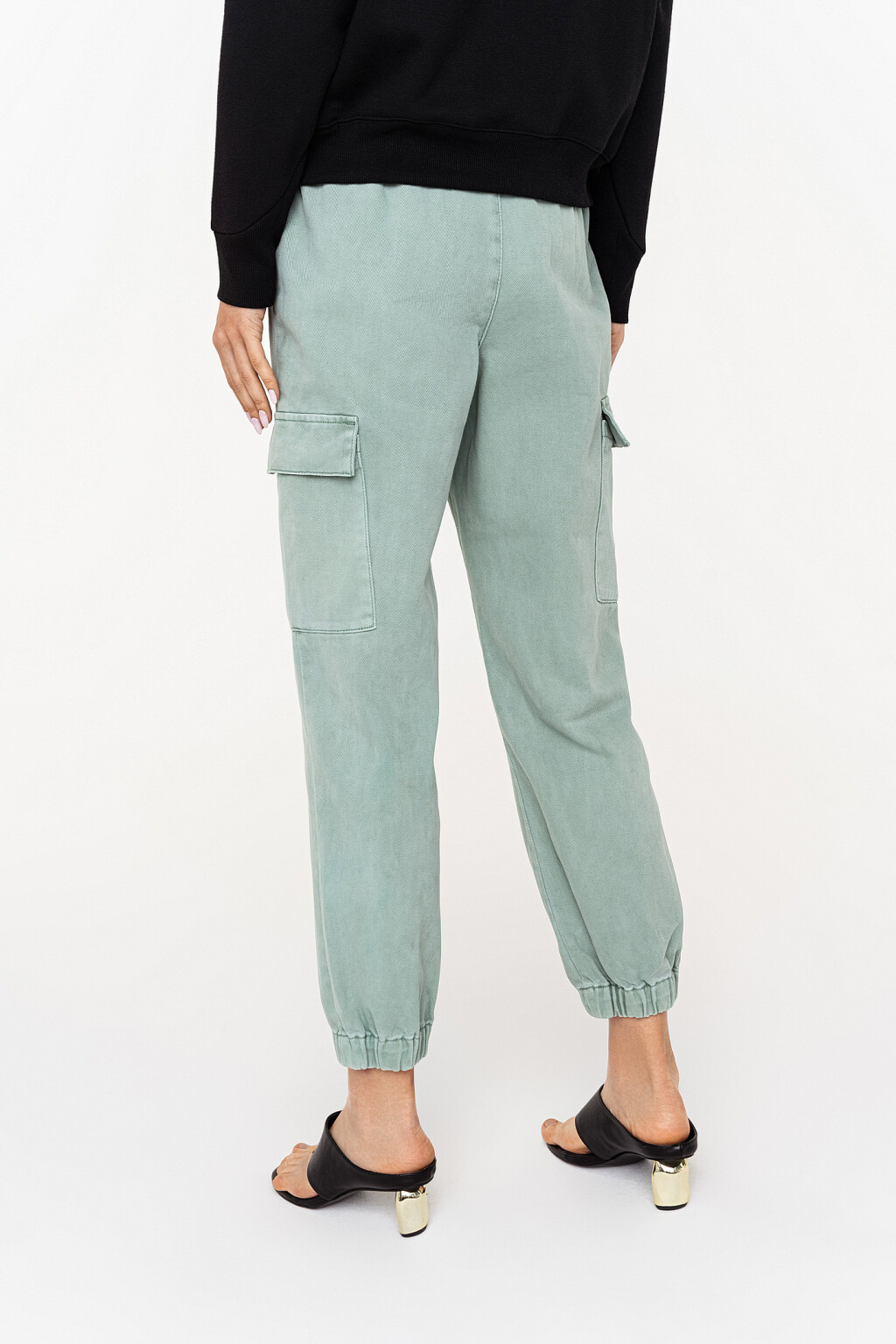 джинсы-карго с ремнем и штанинами на резинке - цвет голубой - 3