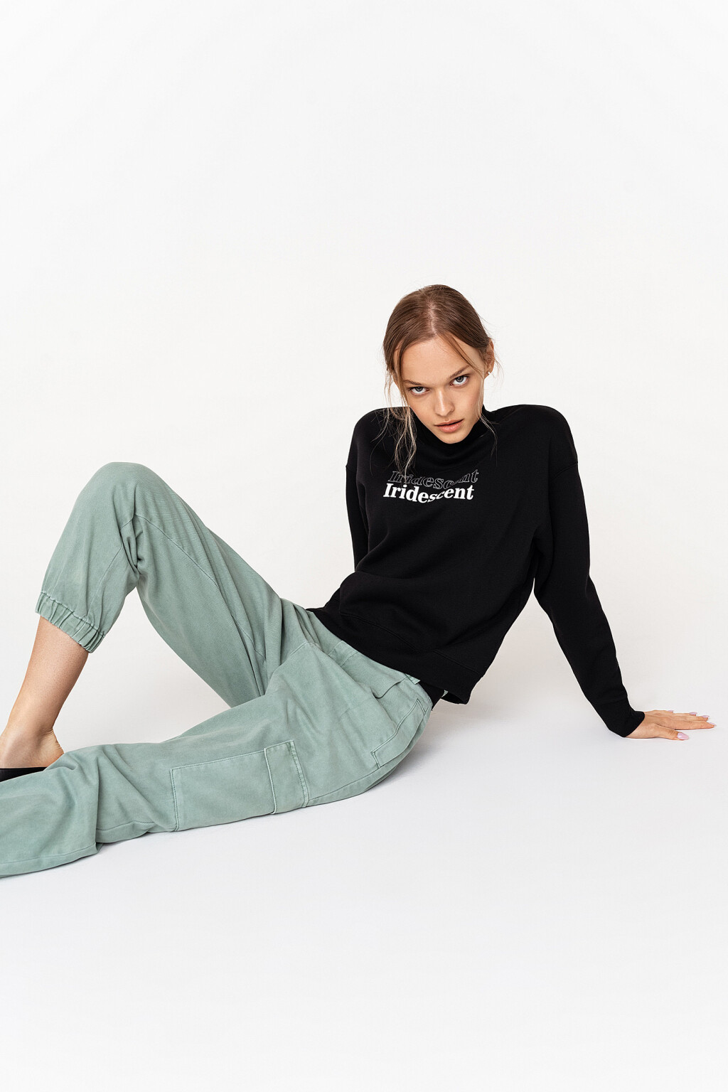 джинсы-карго с ремнем и штанинами на резинке - цвет голубой - 4