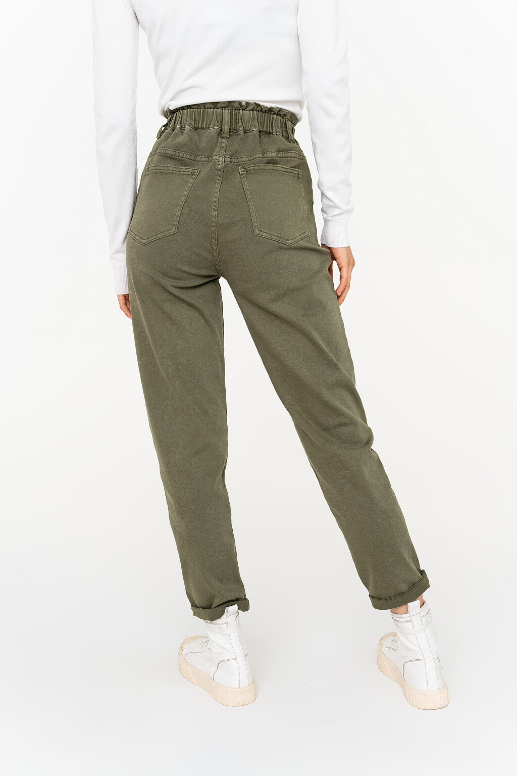 джинсы baggy хлопковые с резинкой на поясе - цвет зеленый - 4