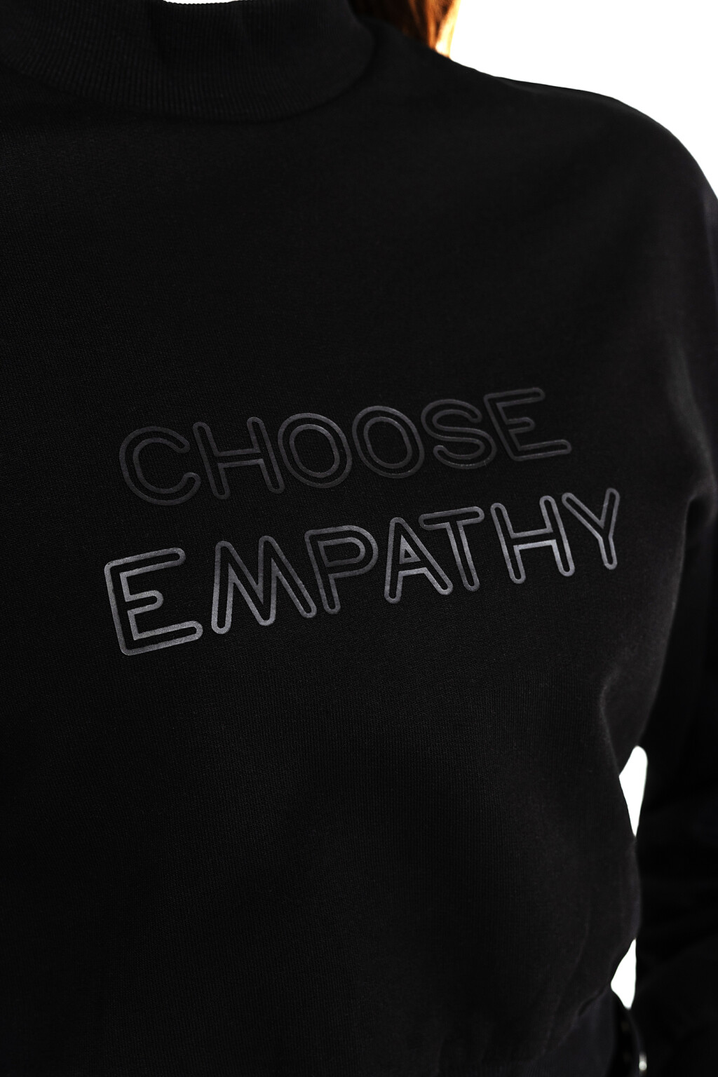 свитшот укороченный с воротником-стойкой - цвет черный - 3