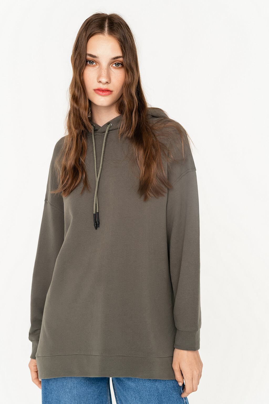 худи базовая хлопковая oversize - цвет зеленый - 1