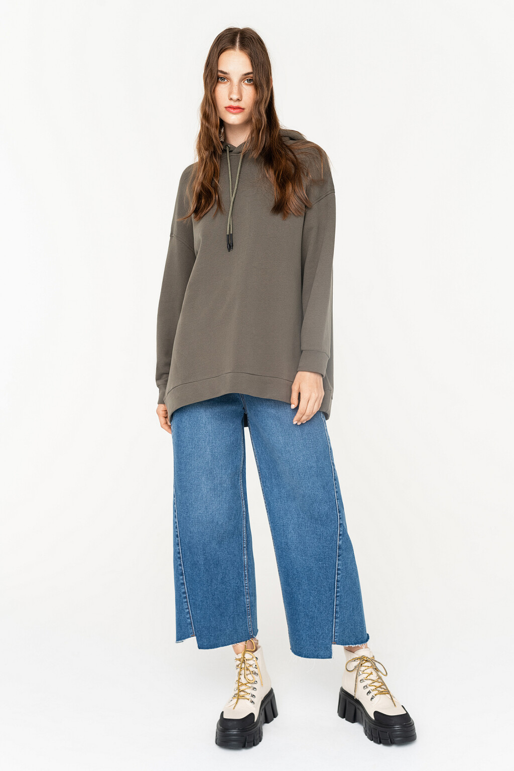 худи базовая хлопковая oversize - цвет зеленый - 2