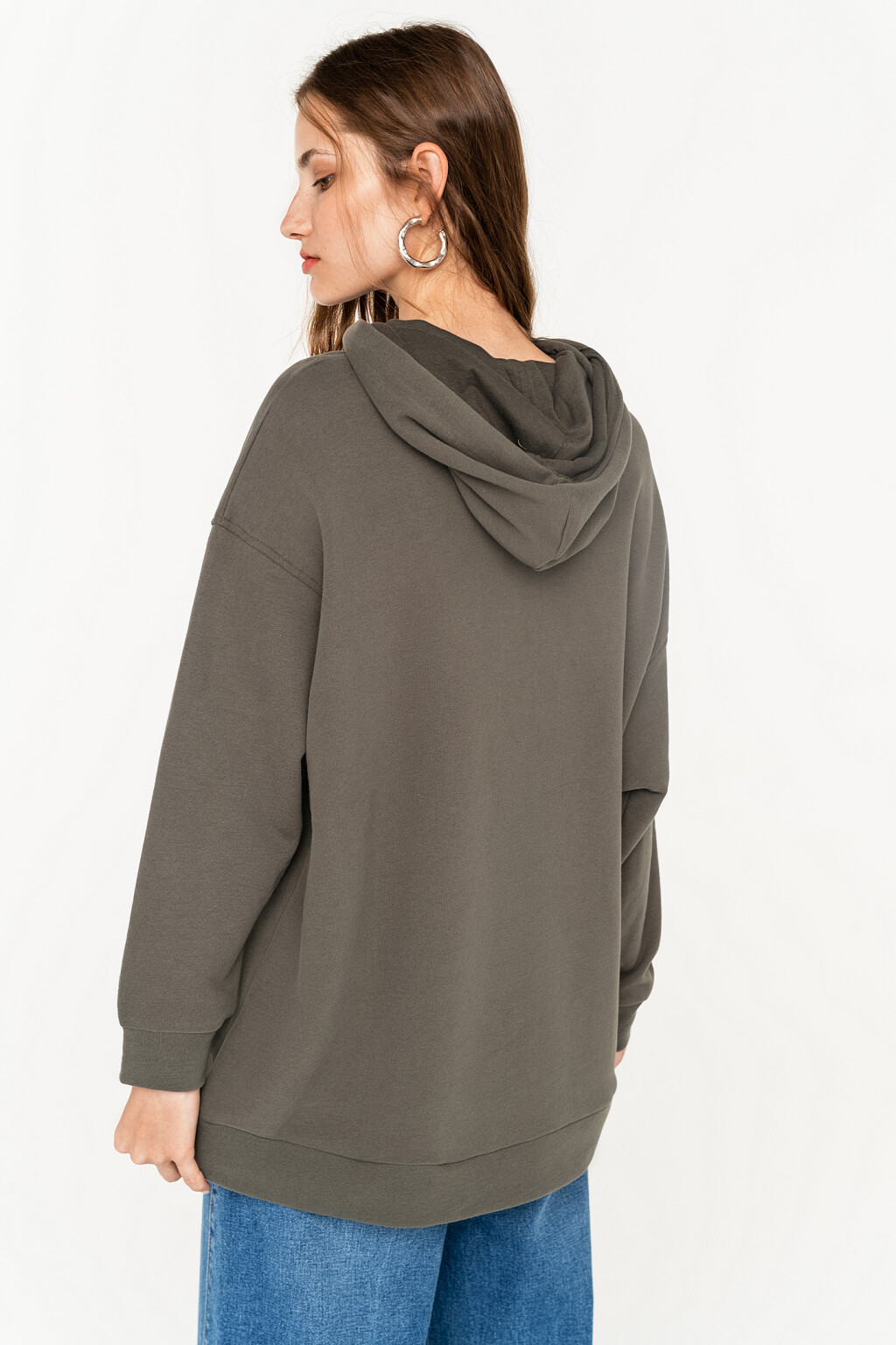 худи базовая хлопковая oversize - цвет зеленый - 5