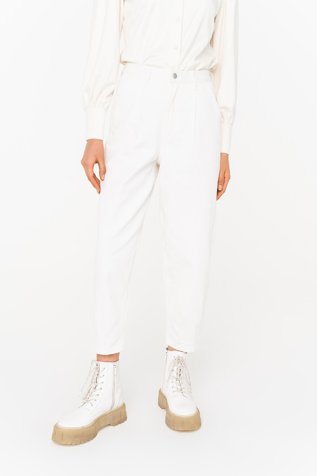 брюки джинсовые женские - цвет белый - 2