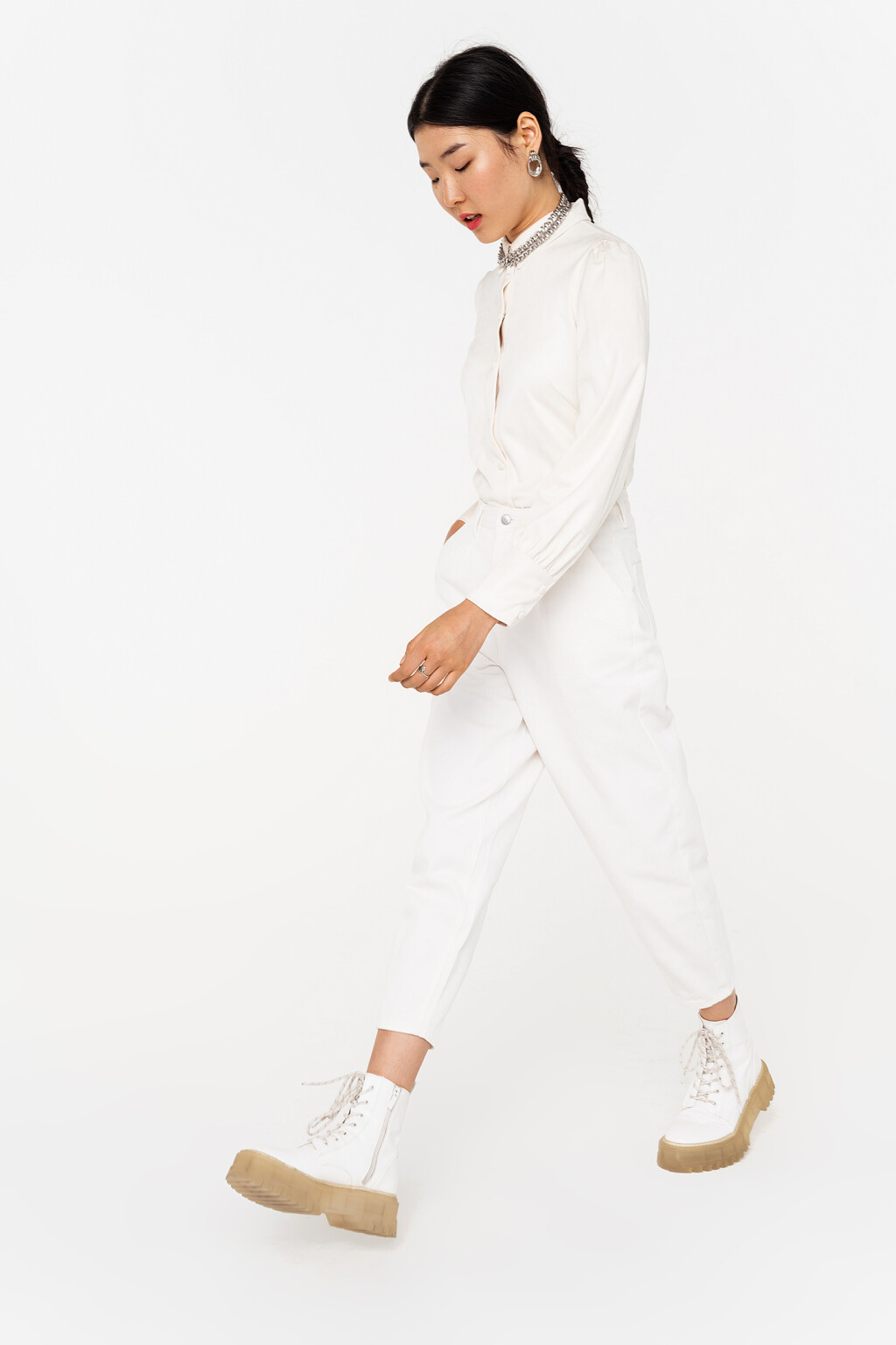 брюки джинсовые женские - цвет белый - 4