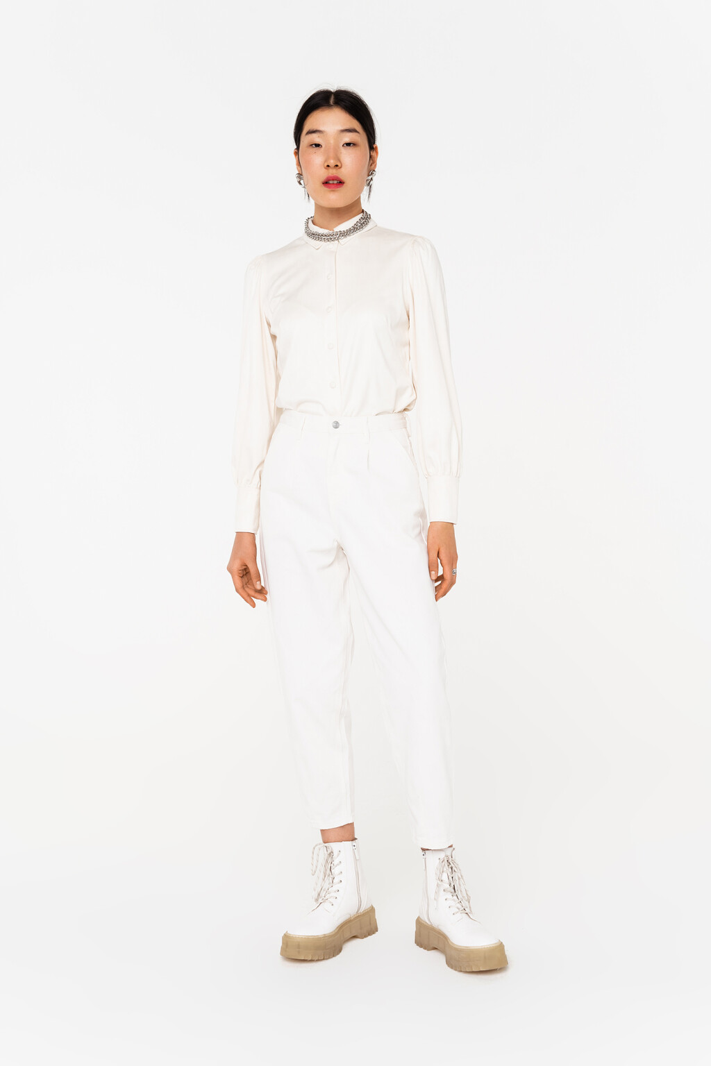 брюки джинсовые женские - цвет белый - 6