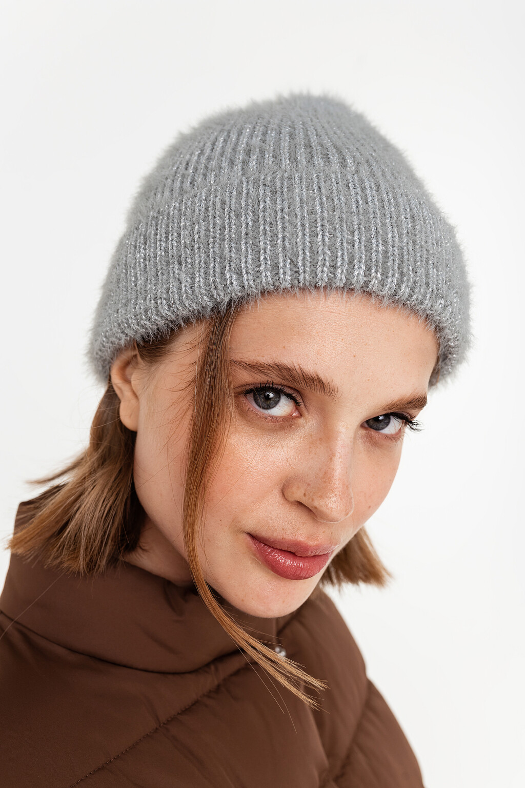 шапка женская - цвет серый - 1