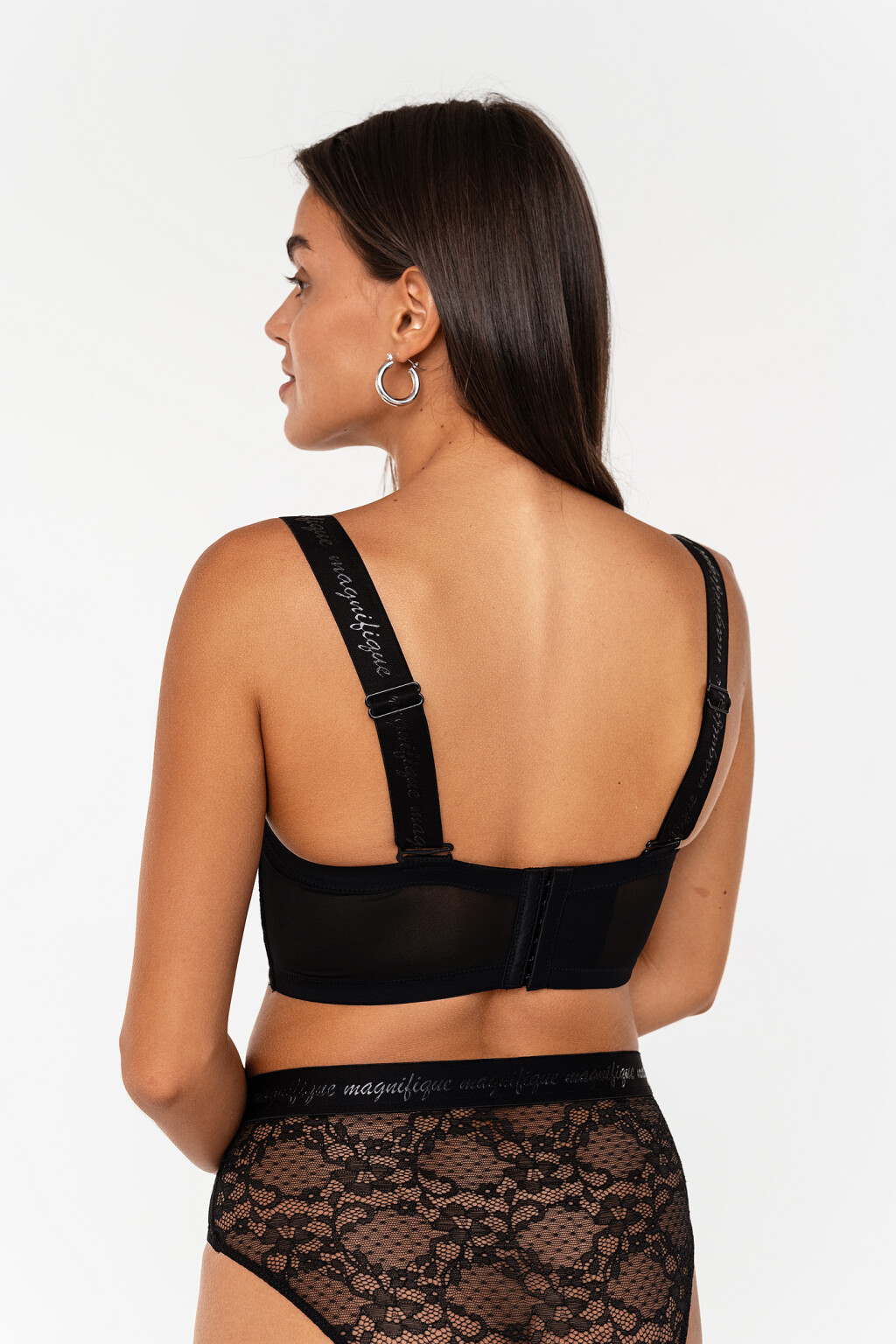Бюстгальтер-бюстье кружевной со съемными бретелями - цвет черный - 5