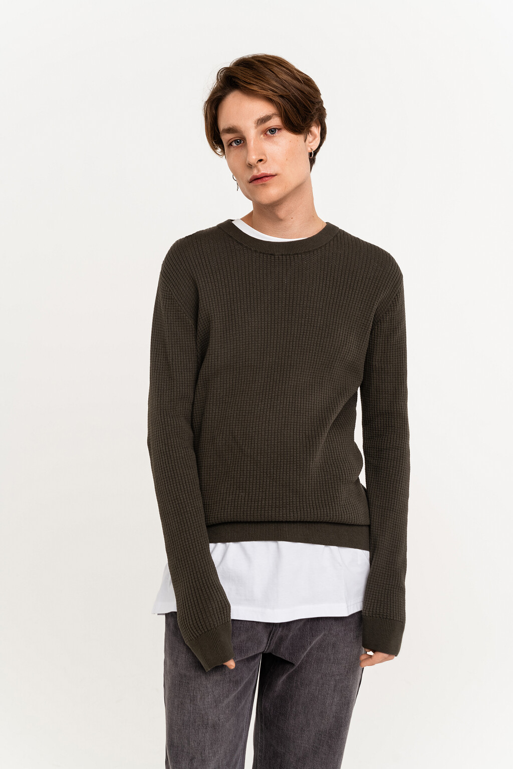 свитер oversize крупной вязки - цвет зеленый - 3