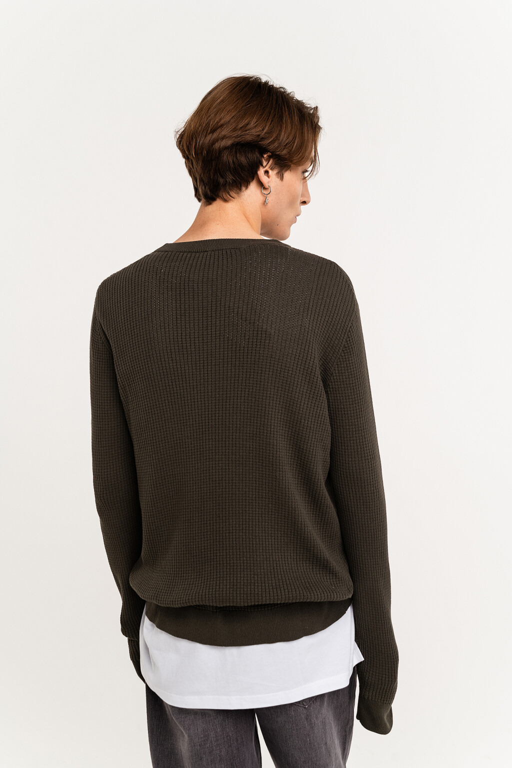 свитер oversize крупной вязки - цвет зеленый - 5