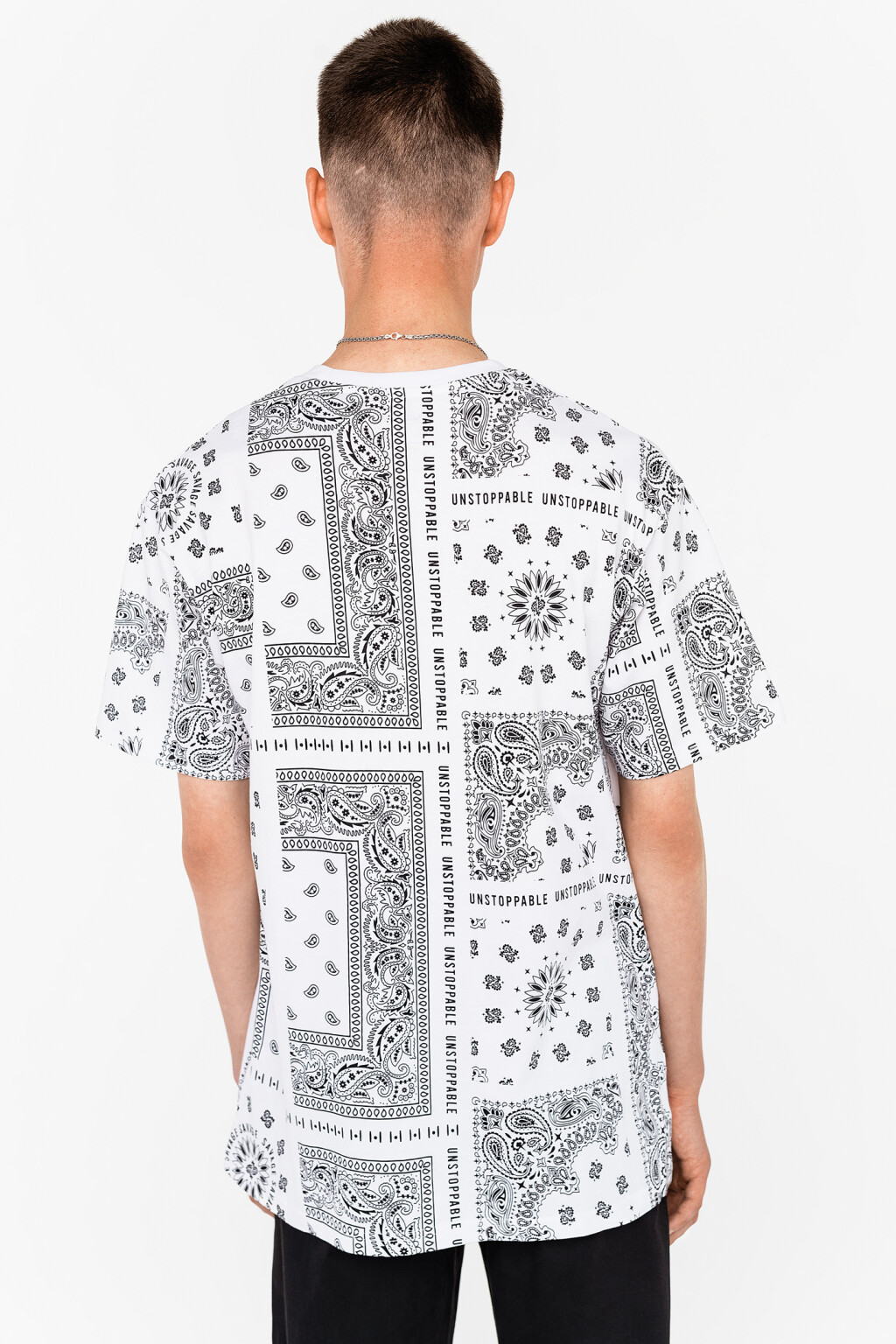 футболка хлопковая oversize с принтом - цвет белый - 3