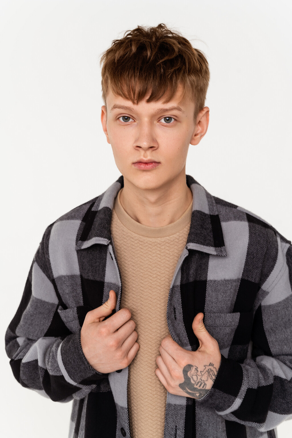 рубашка фланелевая в крупную клетку - цвет серый - 5