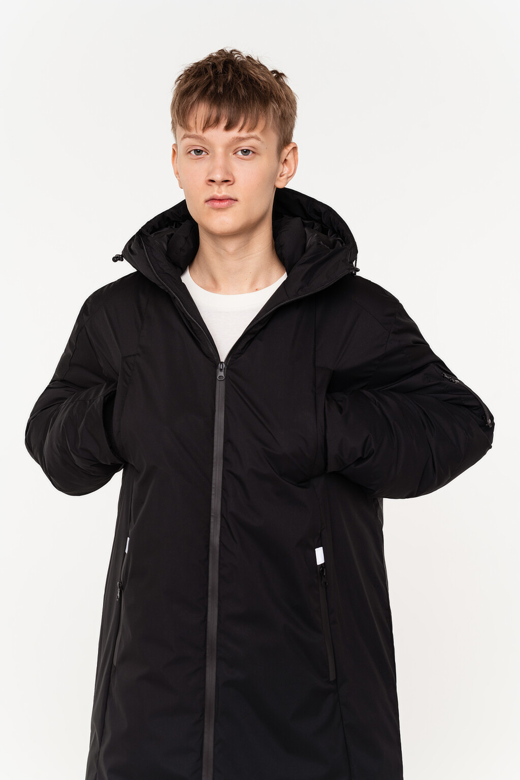 пальто утепленное стеганое с капюшоном - цвет черный - 2