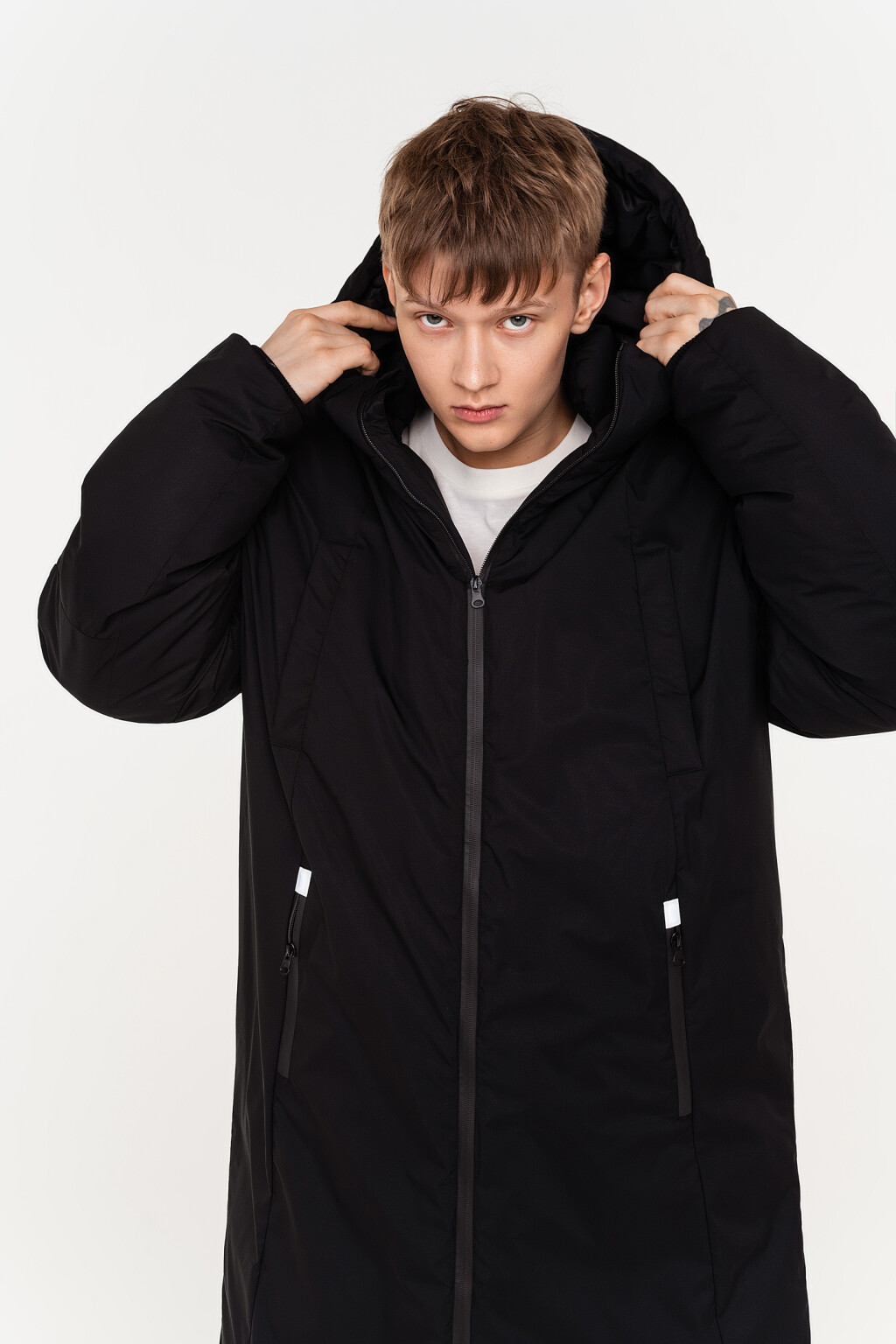 пальто утепленное стеганое с капюшоном - цвет черный - 6