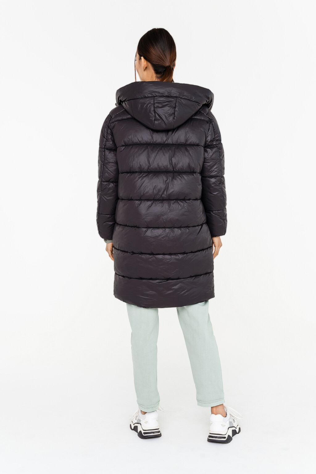 Пальто стеганое с капюшоном - цвет черный - 3