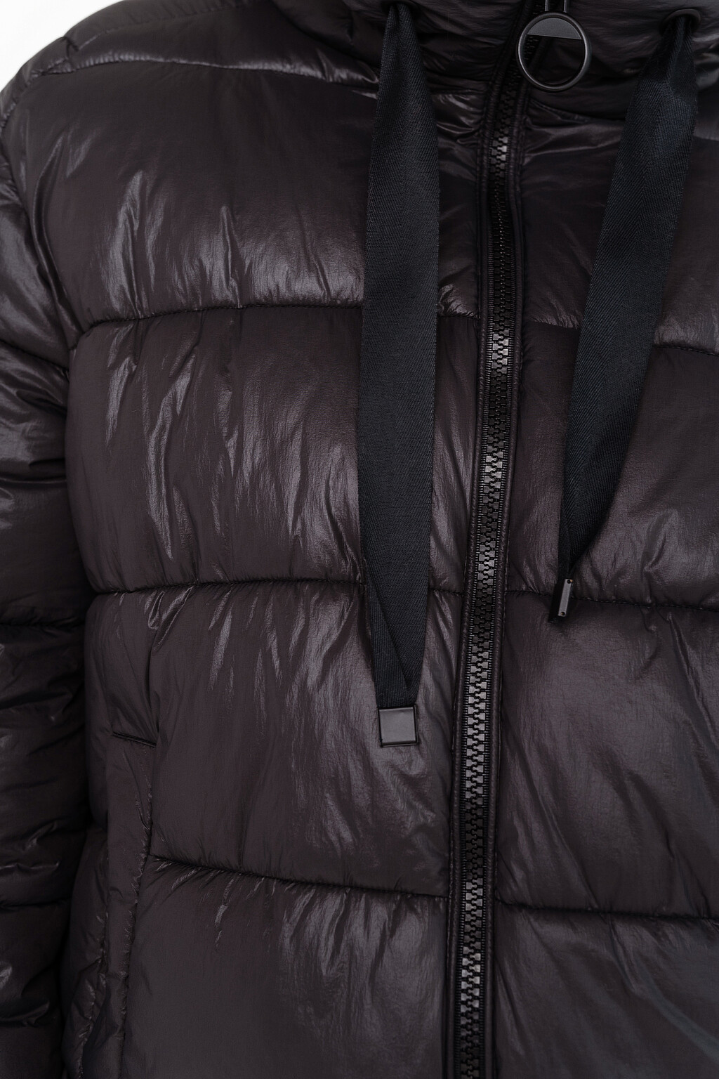 Пальто стеганое с капюшоном - цвет черный - 4