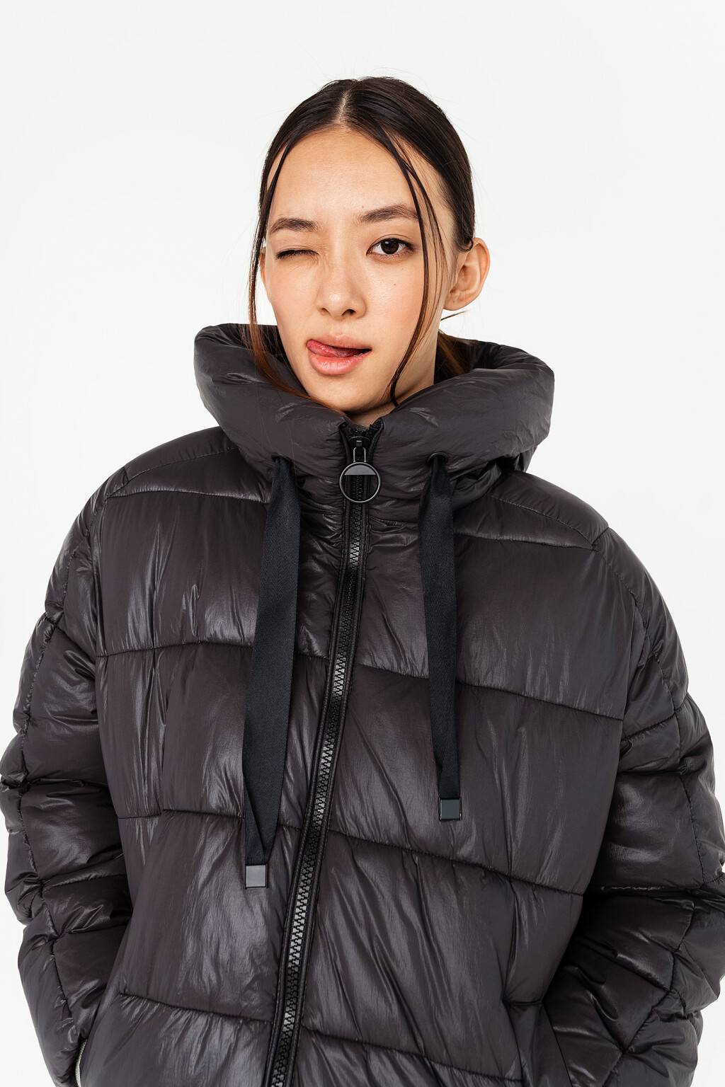 Пальто стеганое с капюшоном - цвет черный - 5