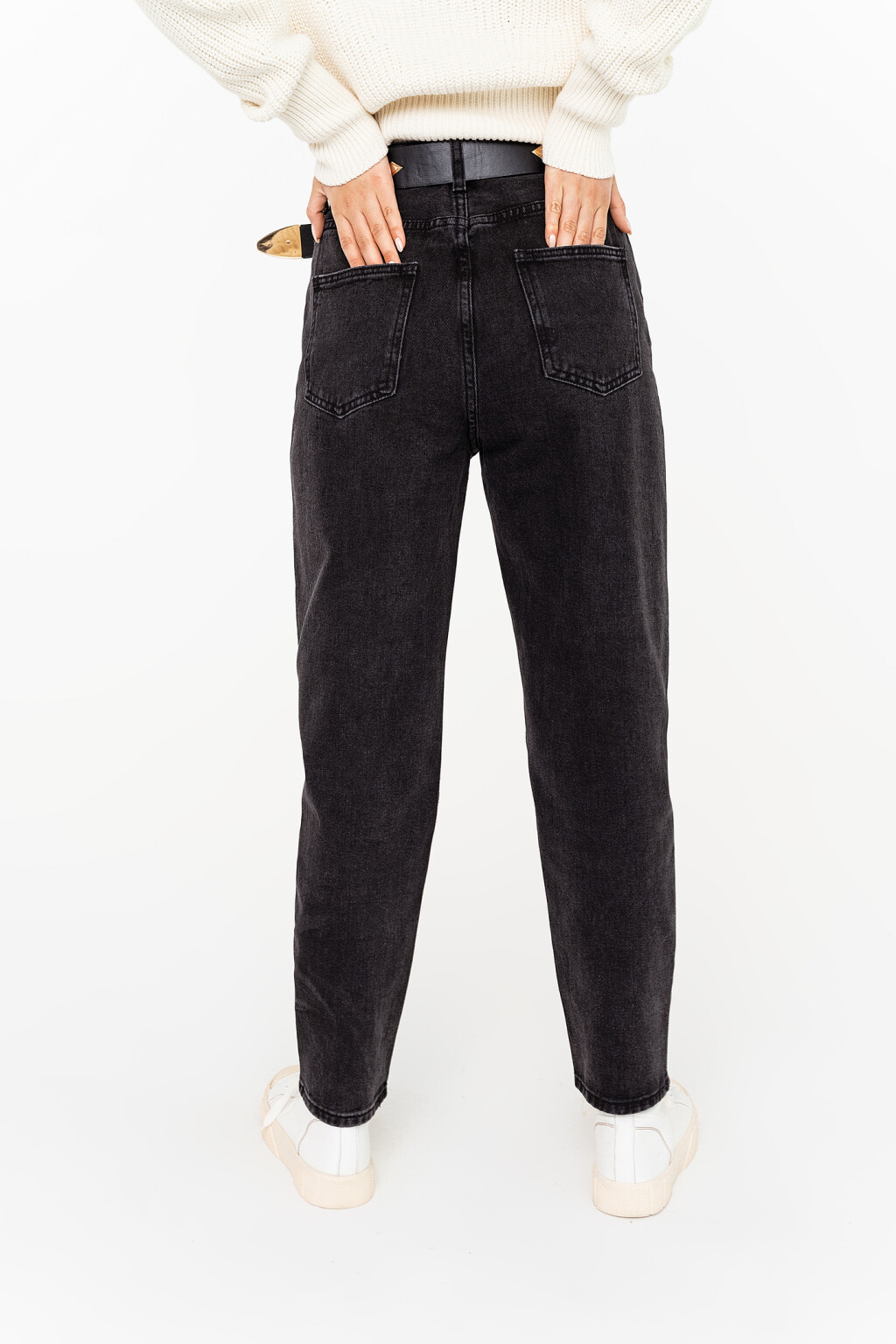 джинсы mom с эффектом потертости - цвет черный - 3