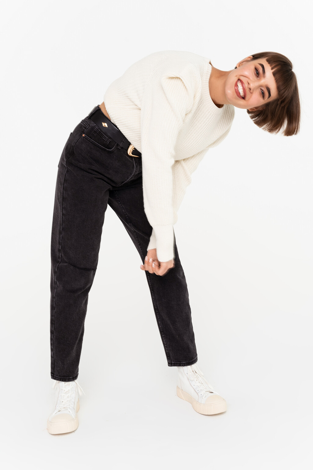 джинсы mom с эффектом потертости - цвет черный - 5