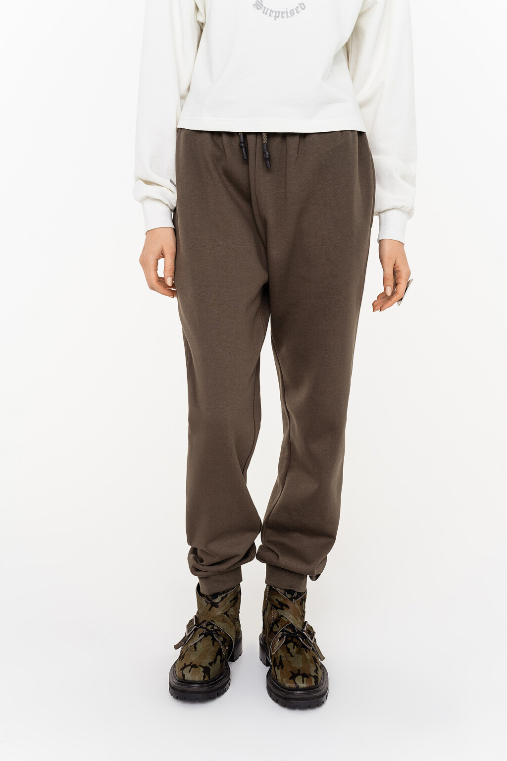 Брюки-джоггеры спортивные с начесом - цвет зеленый - 1