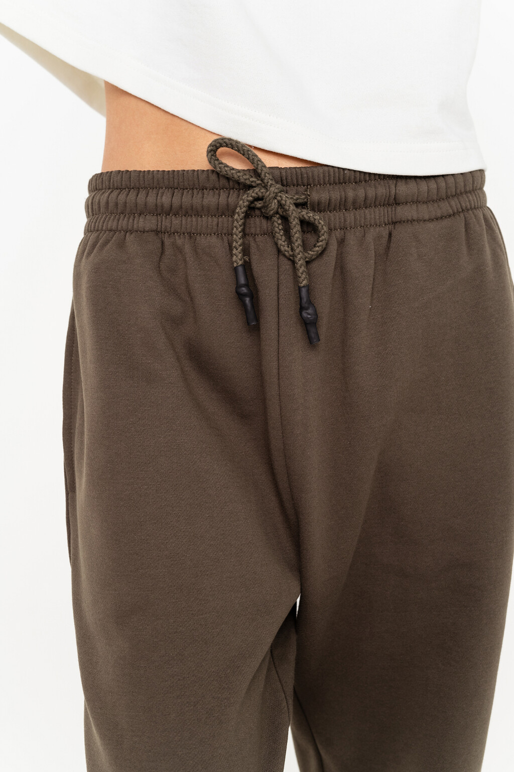 Брюки-джоггеры спортивные с начесом - цвет зеленый - 2