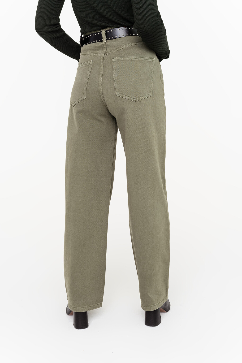 джинсы-трубы цвета хаки - цвет зеленый - 3