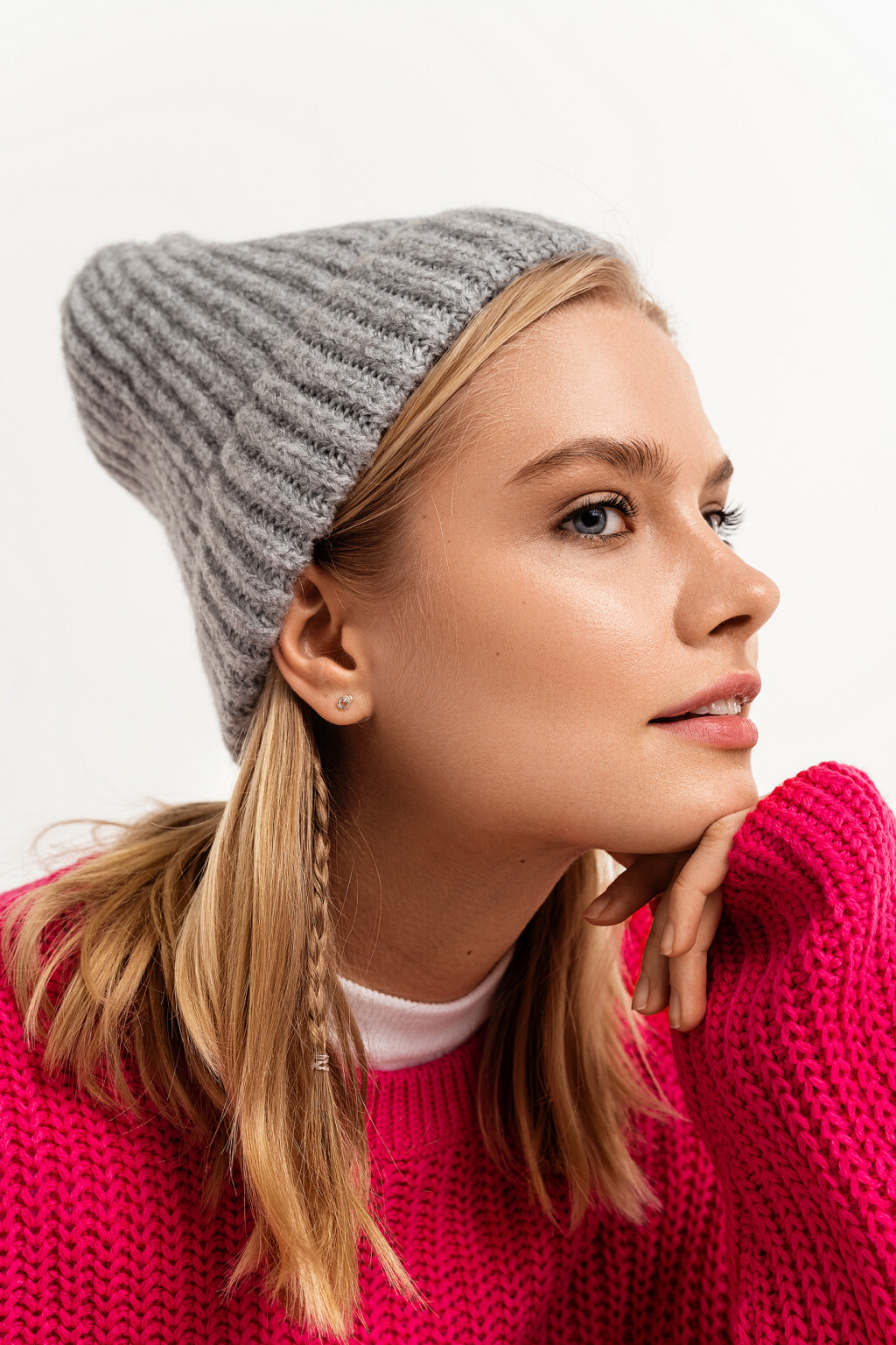 шапка женская - цвет серый - 1