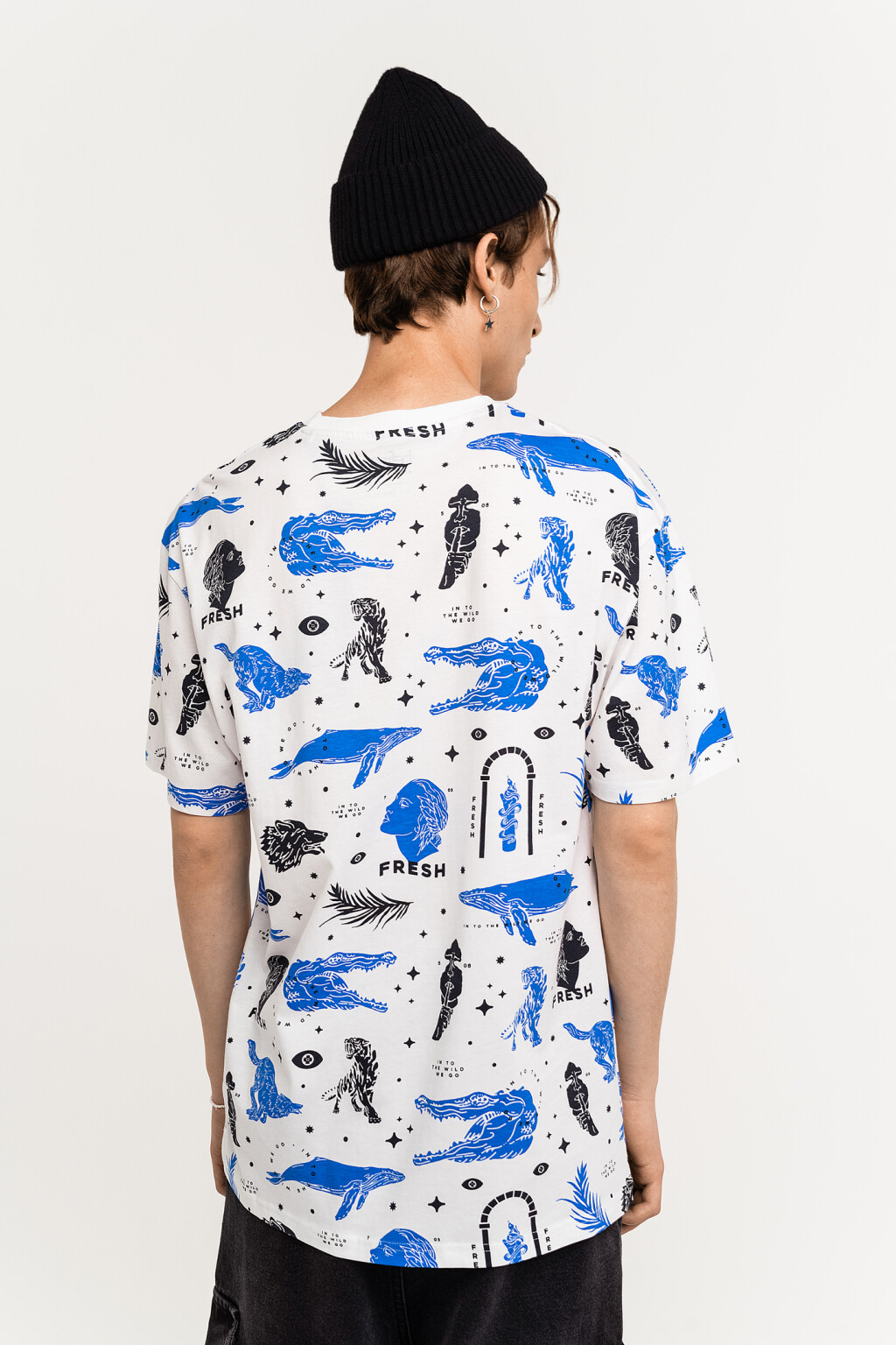 Футболка хлопковая прямого кроя с принтом - цвет белый - 3