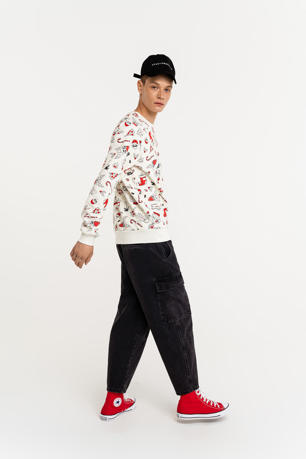 Свитшот хлопковый с новогодним принтом - цвет белый - 6