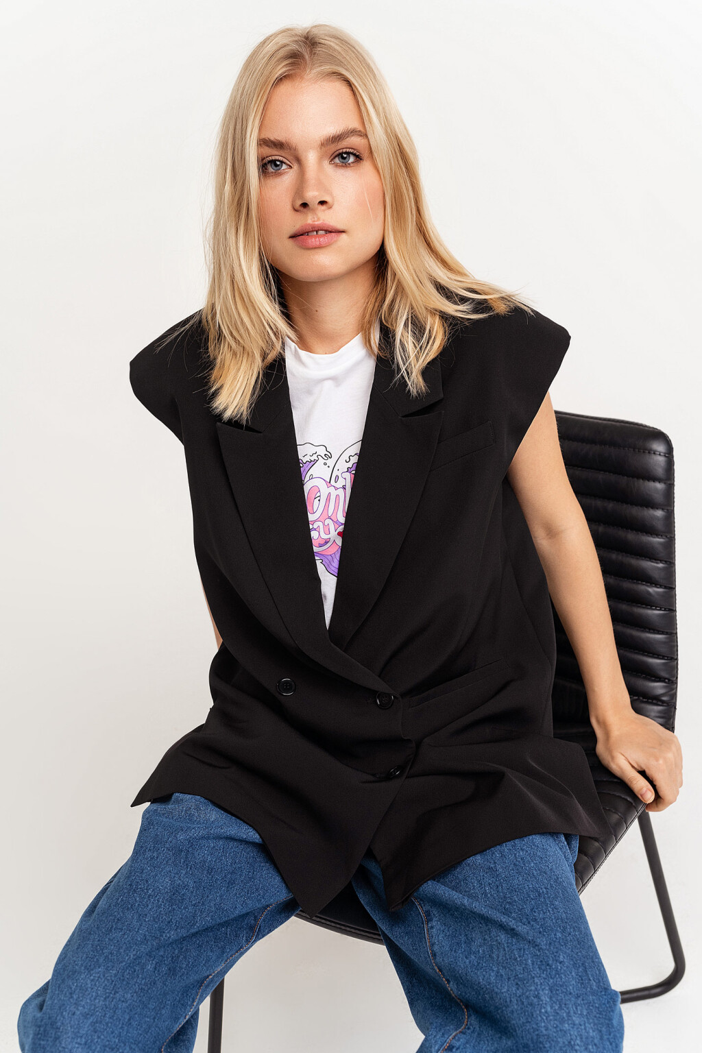 жилет женский - цвет черный - 3