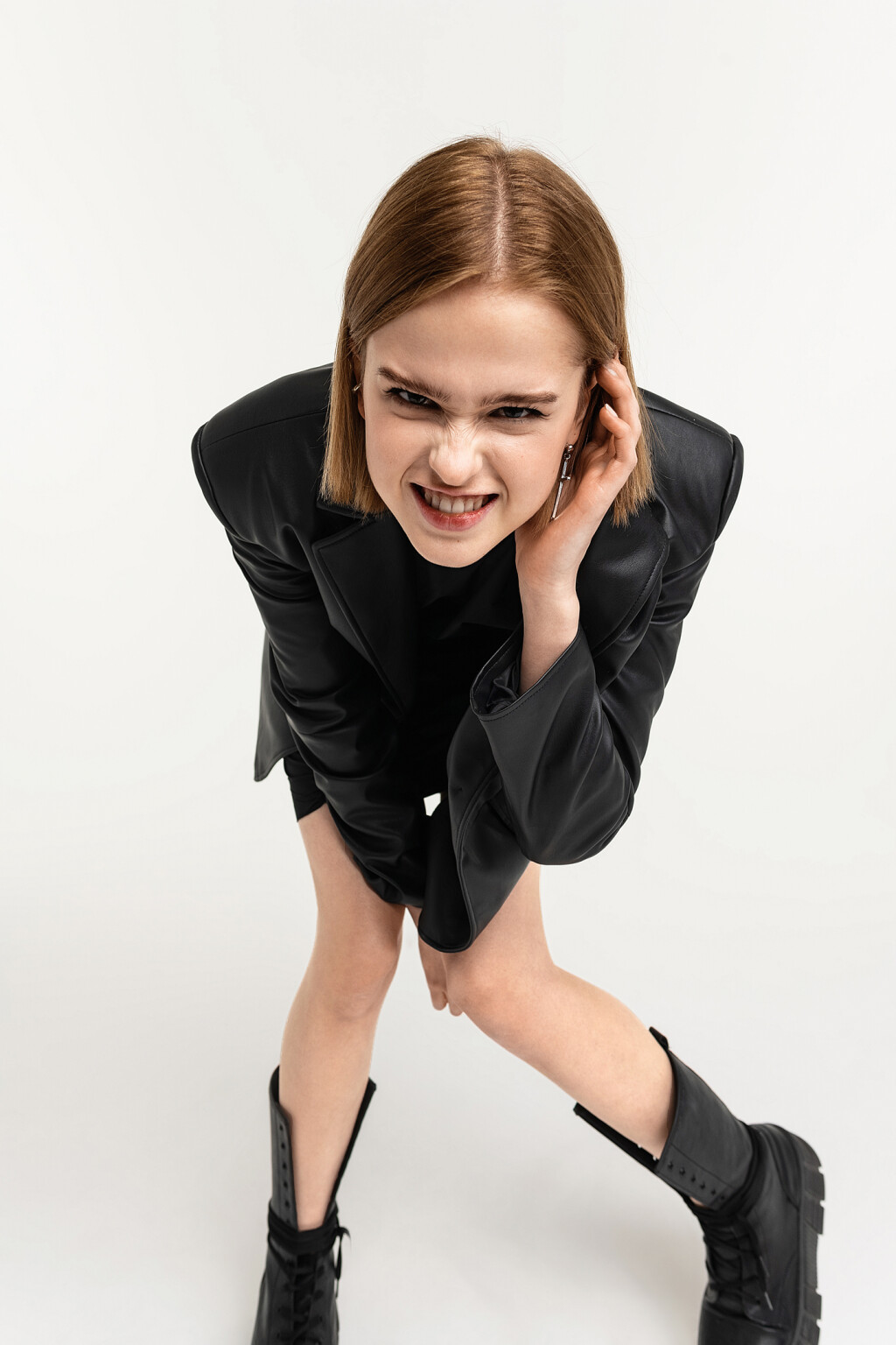 Пиджак прямого кроя из искусственной кожи - цвет черный - 5