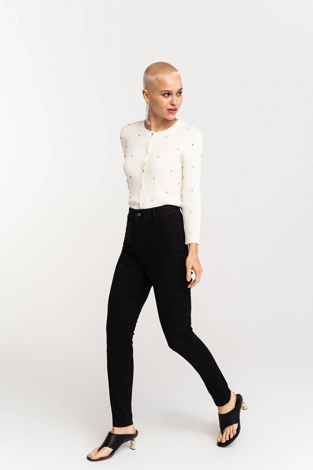 Джинсы skinny с высокой посадкой 2111090713, цвет: черный (50) по цене ...